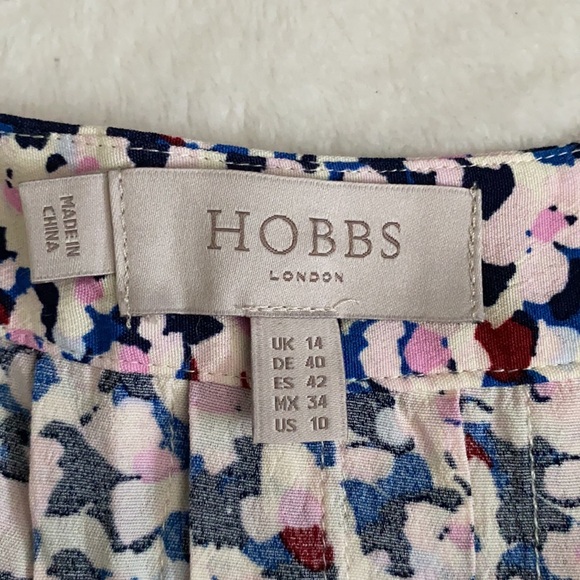 Hobbs London | Flowy Lightweight Pleated Floral Print Midi Skirt Pink Blue (10) - Picture 8 of 16